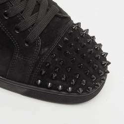 Christian Louboutin Black Suede Louis Junior Spike Sneakers Size 45