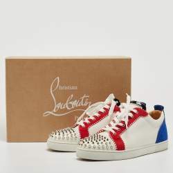 مملوكة مسبقًا Christian Louboutin Multicolor Suede and Patent Louis Junior Spikes Sneakers Size 45
