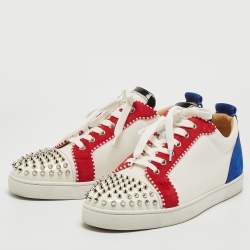 مملوكة مسبقًا Christian Louboutin Multicolor Suede and Patent Louis Junior Spikes Sneakers Size 45