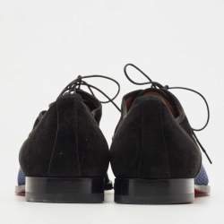 Christian Louboutin Black/Navy Blue Suede and Fabric Greggo Oxfords Size 44