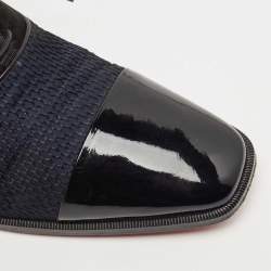Christian Louboutin Black/Navy Blue Suede and Fabric Greggo Oxfords Size 44