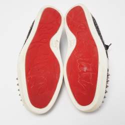 مملوكة مسبقًا Christian Louboutin Tricolor Leather and Fabric Louis Junior Spikes Low Top Sneakers Size 43.5