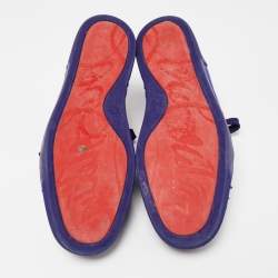 Christian Louboutin Blue Suede Louis Junior Spikes Sneakers Size 43