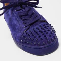 Christian Louboutin Blue Suede Louis Junior Spikes Sneakers Size 43