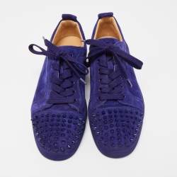 Christian Louboutin Blue Suede Louis Junior Spikes Sneakers Size 43