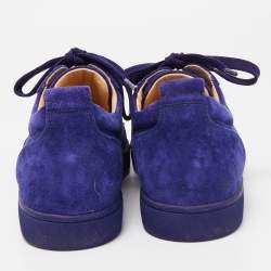 Christian Louboutin Blue Suede Louis Junior Spikes Sneakers Size 43