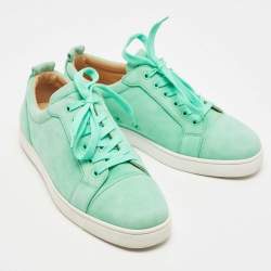 Christian Louboutin green Suede Rantulow Low Top Sneakers Size 41.5