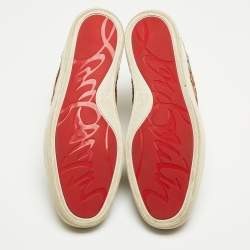 Pre Owned Christian Louboutin Metallic Mustard/Brown Python Leather Rantus Orlato High-Top Sneakers Size 45