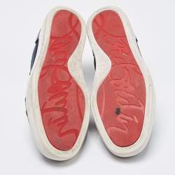 مملوكة مسبقًا Christian Louboutin Navy Blue Leather and Mesh Louis Junior Sneakers Size 42