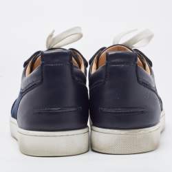 مملوكة مسبقًا Christian Louboutin Navy Blue Leather and Mesh Louis Junior Sneakers Size 42