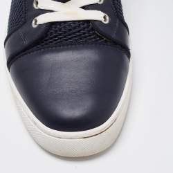 مملوكة مسبقًا Christian Louboutin Navy Blue Leather and Mesh Louis Junior Sneakers Size 42
