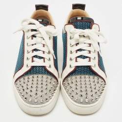 مملوكة مسبقًا Christian Louboutin Multicolor Leather and Mesh Louis Junior Spikes Sneakers Size 40.5