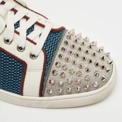 مملوكة مسبقًا Christian Louboutin Multicolor Leather and Mesh Louis Junior Spikes Sneakers Size 40.5