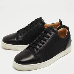 Christian Louboutin Black Leather and Canvas Low Top Sneakers Size 42 