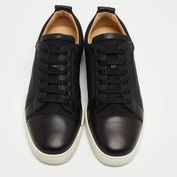 Christian Louboutin Black Leather and Canvas Low Top Sneakers Size 42 