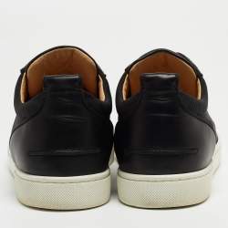 Christian Louboutin Black Leather and Canvas Low Top Sneakers Size 42 