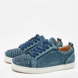 Pre Owned Christian Louboutin Blue Suede Louis junior Spike Low Top Sneakers Size 42