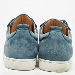 Pre Owned Christian Louboutin Blue Suede Louis junior Spike Low Top Sneakers Size 42
