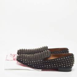 Christian Louboutin Black Denim Dandelion Spikes Loafers Size 43