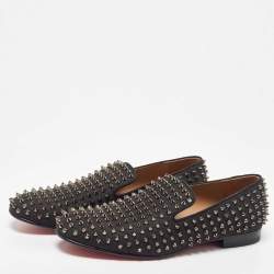 Christian Louboutin Black Denim Dandelion Spikes Loafers Size 43