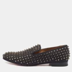 Christian Louboutin Black Leather Rollerboy Spikes Loafers 43