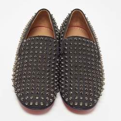 Christian Louboutin Black Denim Dandelion Spikes Loafers Size 43