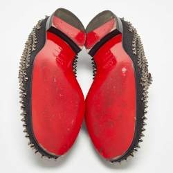 Christian Louboutin Black Denim Dandelion Spikes Loafers Size 43