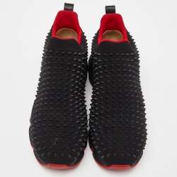 Christian Louboutin Black Neoprene Spike Sock Slip On Sneakers Size 43