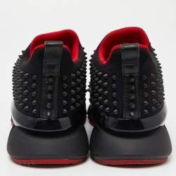 Christian Louboutin Black Neoprene Spike Sock Slip On Sneakers Size 43