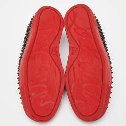 مملوكة مسبقًا Christian Louboutin Black Patent Denim Roller Boat Spike Sneakers Size 42.5