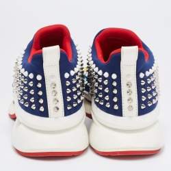 مملوكة مسبقًا Christian Louboutin Navy Blue Fabric Spike Sock Sneakers Size 41
