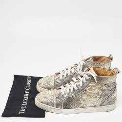 Christian Louboutin Metallic Gold Python High Top Sneakers Size 44.5