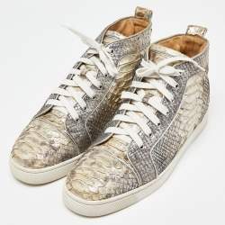 Christian Louboutin Metallic Gold Python High Top Sneakers Size 44.5