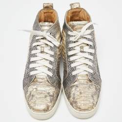Christian Louboutin Metallic Gold Python High Top Sneakers Size 44.5