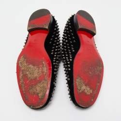 Christian Louboutin Black Velvet Dandelion Spikes Loafers Size 43