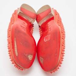 Christian Louboutin Red Leather Rollerboy Spikes Slip On Smoking Slippers Size 42
