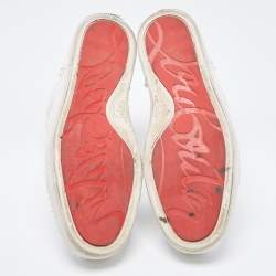 Pre Owned Christian Louboutin White Leather High Top Sneakers Size 43