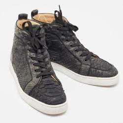 Christian Louboutin Two Tone Python Rantus Orlato High Top Sneakers Size 43