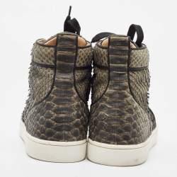 Christian Louboutin Two Tone Python Rantus Orlato High Top Sneakers Size 43