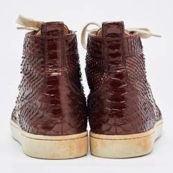 Christian Louboutin Brown Python Louis High Top Sneakers Size 42