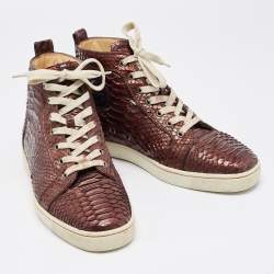 Christian Louboutin Brown Python Louis High Top Sneakers Size 42