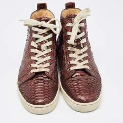 Christian Louboutin Brown Python Louis High Top Sneakers Size 42