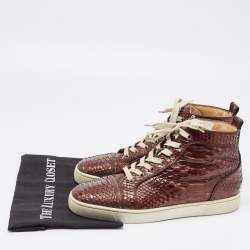Christian Louboutin Brown Python Louis High Top Sneakers Size 42