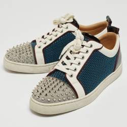 Pre Owned Christian Louboutin Multicolor Mesh and Leather Louis Junior Spikes Sneakers Size 42