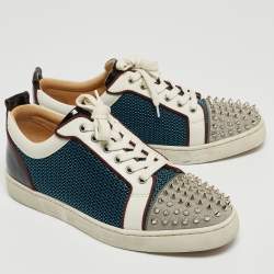 Pre Owned Christian Louboutin Multicolor Mesh and Leather Louis Junior Spikes Sneakers Size 42