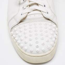 Christian Louboutin White Leather Louis Junior Spike Low Top Sneakers Size 43.5