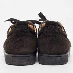 Pre Owned Christian Louboutin Black Suede Louis Junior Spike Low Top Sneakers Size 43.5