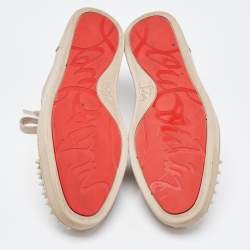 Pre Owned Louboutin Beige Leather Louis Junior Spike Sneakers Size 43