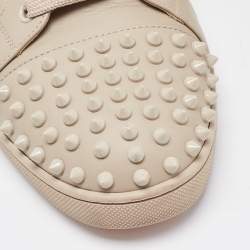 Pre Owned Louboutin Beige Leather Louis Junior Spike Sneakers Size 43
