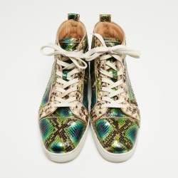  Christian Louboutin Multicolor Python Louis Orlato High Top Sneakers Size 44.5